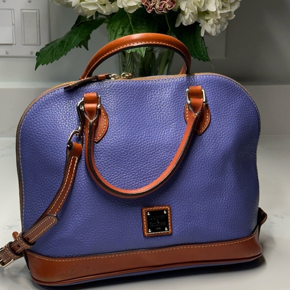 Dooney & Bourke Pebble Grain Zip Zip Satchel Shoulder Tote Bag in Purple/Brown - Picture 1 of 11